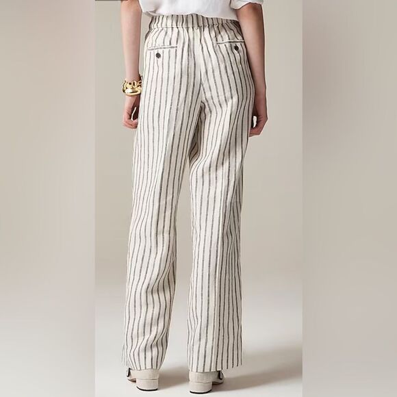 J.Crew Harbor pant in striped linen NWT Size L - Picture 2 of 10